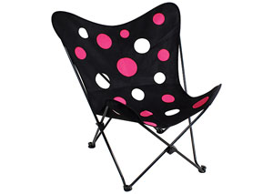 Butterfly Chair - Black/Pink Dots