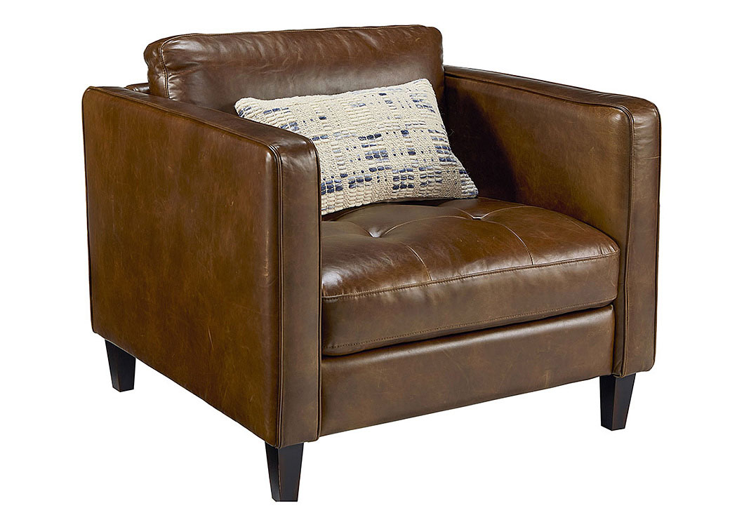 Dapper Coffee Leather Chair,Magnolia Home