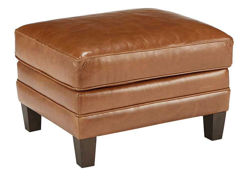 Gentry Caramel Leather Ottoman,Magnolia Home