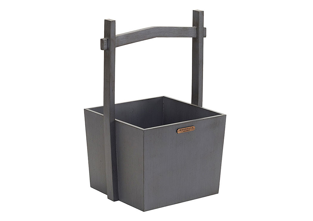 Wishing Well Wood Basket, French Gray,Magnolia Home