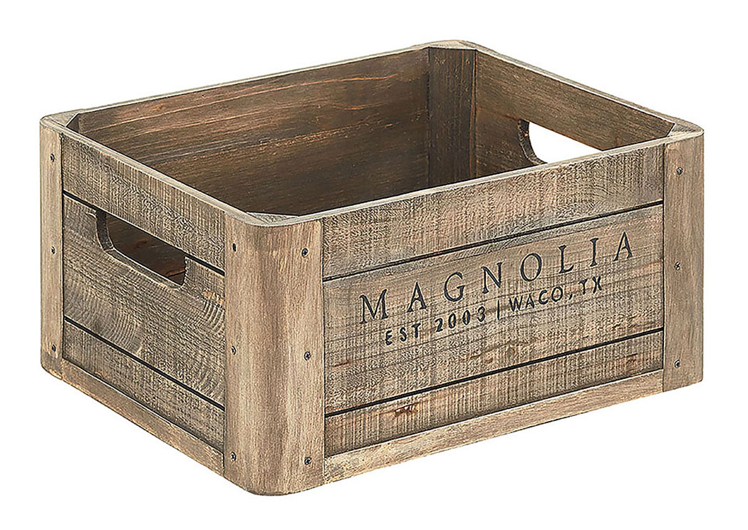 Wood Crate w/Magnolia Logo, Weathered Wood,Magnolia Home