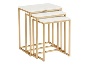 Image for Luxe Brushed Glass Nesting Tables w/Marble Tops