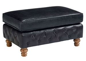 Image for Well Seasoned Old-Saddle-Black Leather Ottoman