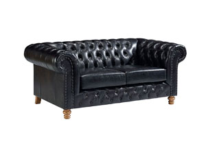 Image for Well Seasoned Old-Saddle-Black Leather Loveseat