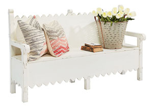 Image for Scallop Bench w/Storage. White Finish