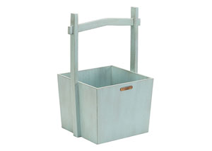 Image for Wishing Well Wood Basket, French Blue