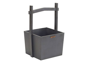 Image for Wishing Well Wood Basket, French Gray
