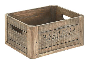 Image for Wood Crate w/Magnolia Logo, Weathered Wood