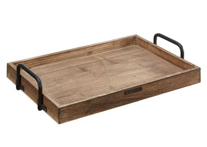 Image for Wood Breakfast Tray w/Black Metal Handles