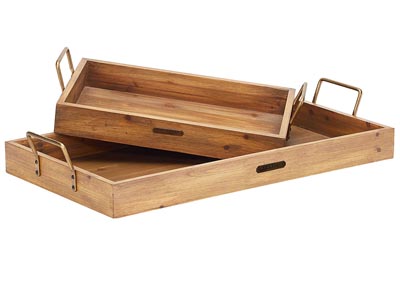 Image for Breakfast Trays w/Metal Handles (Set of 2)