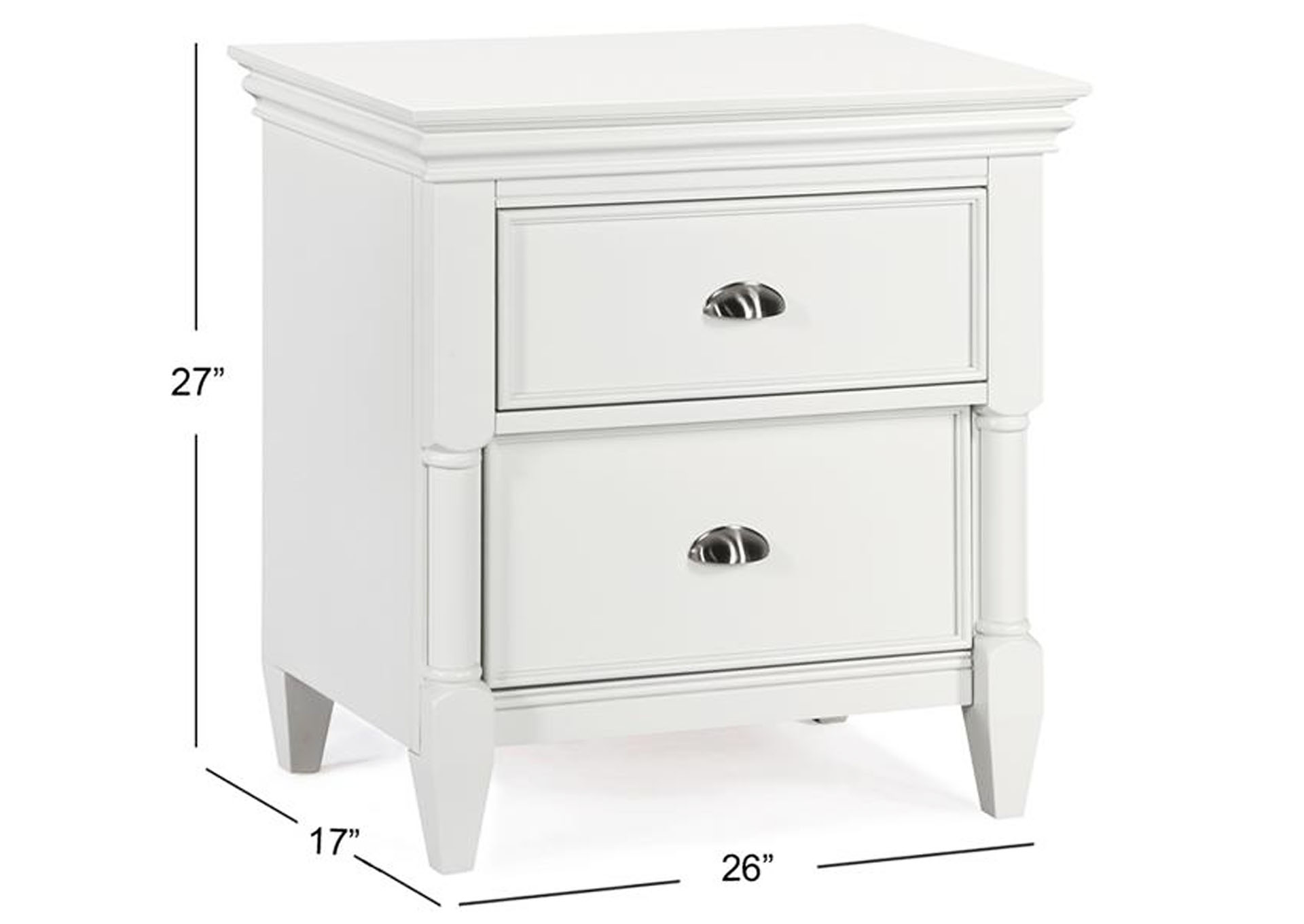 Kasey White Drawer Nightstand,Magnussen