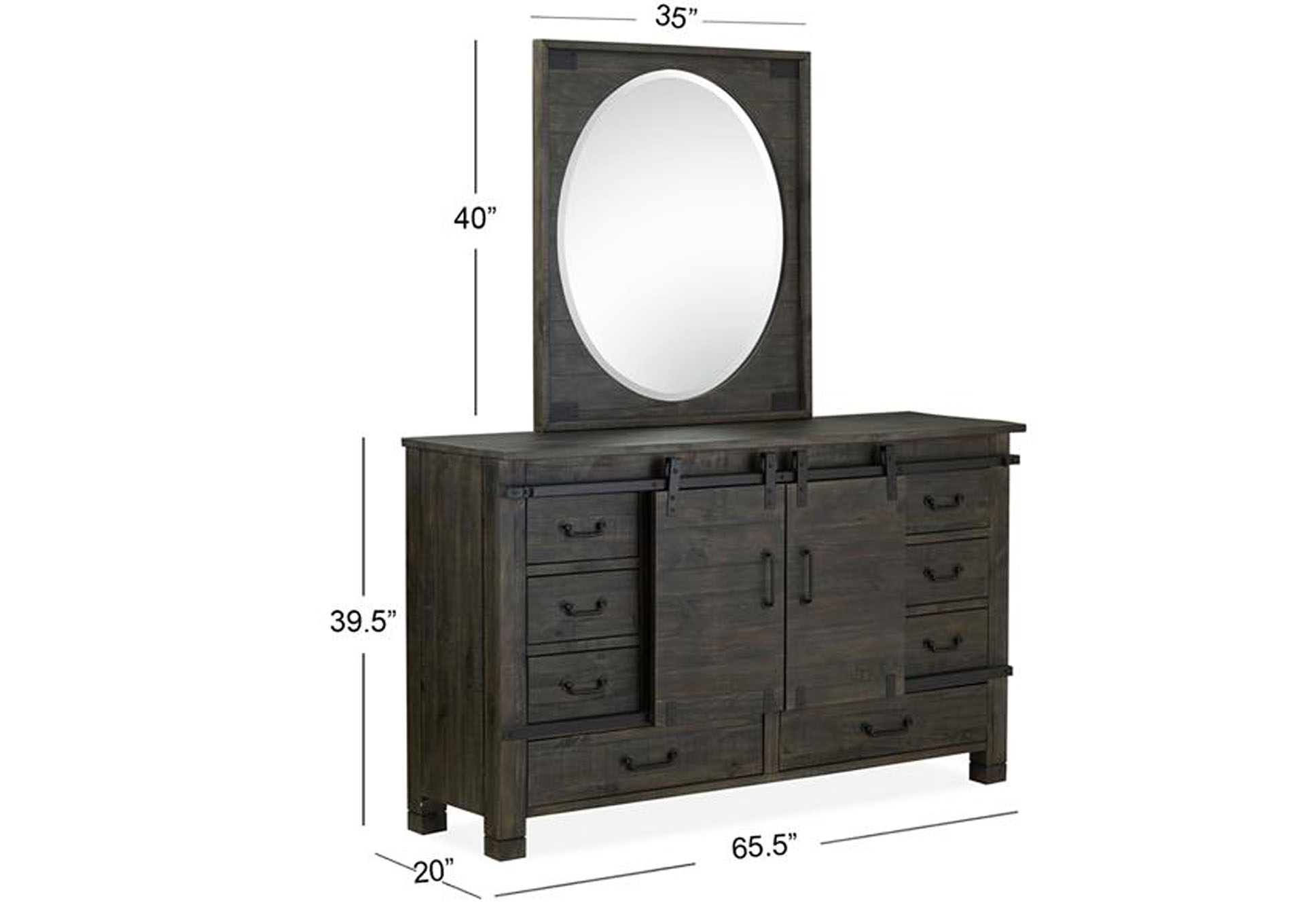 Abington Weathered Charcoal Sliding Door Dresser,Magnussen
