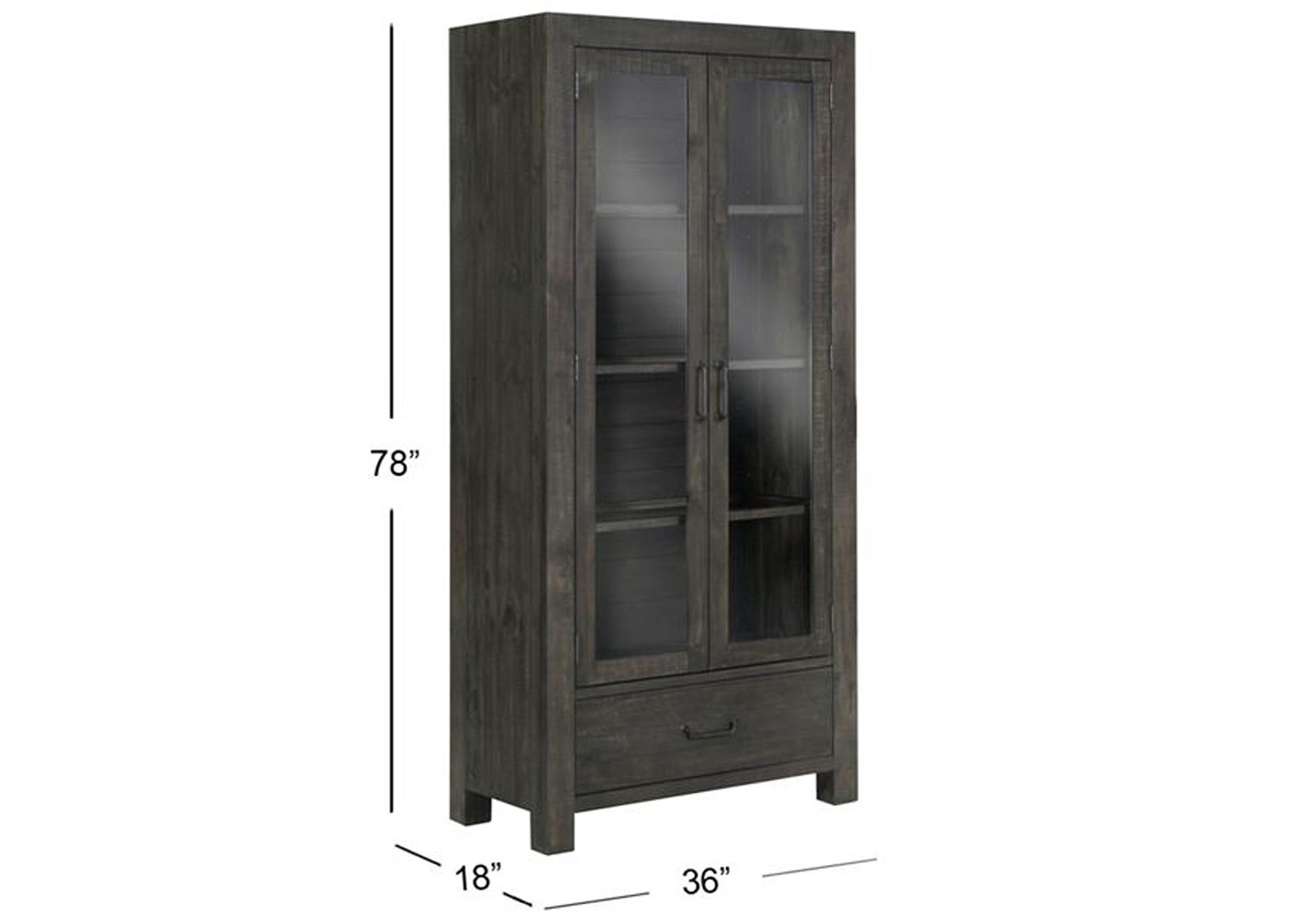Abington Weathered Charcoal Curio Cabinet,Magnussen