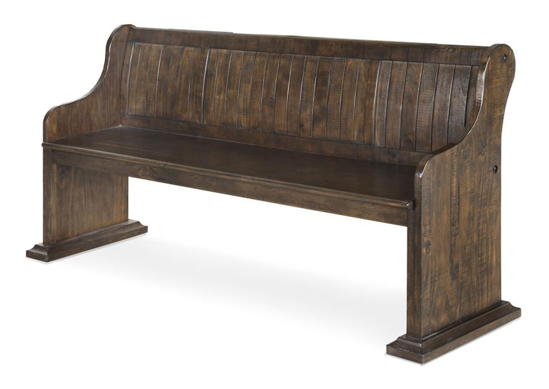 St. Claire Rustic Pine Bench w/Back,Magnussen