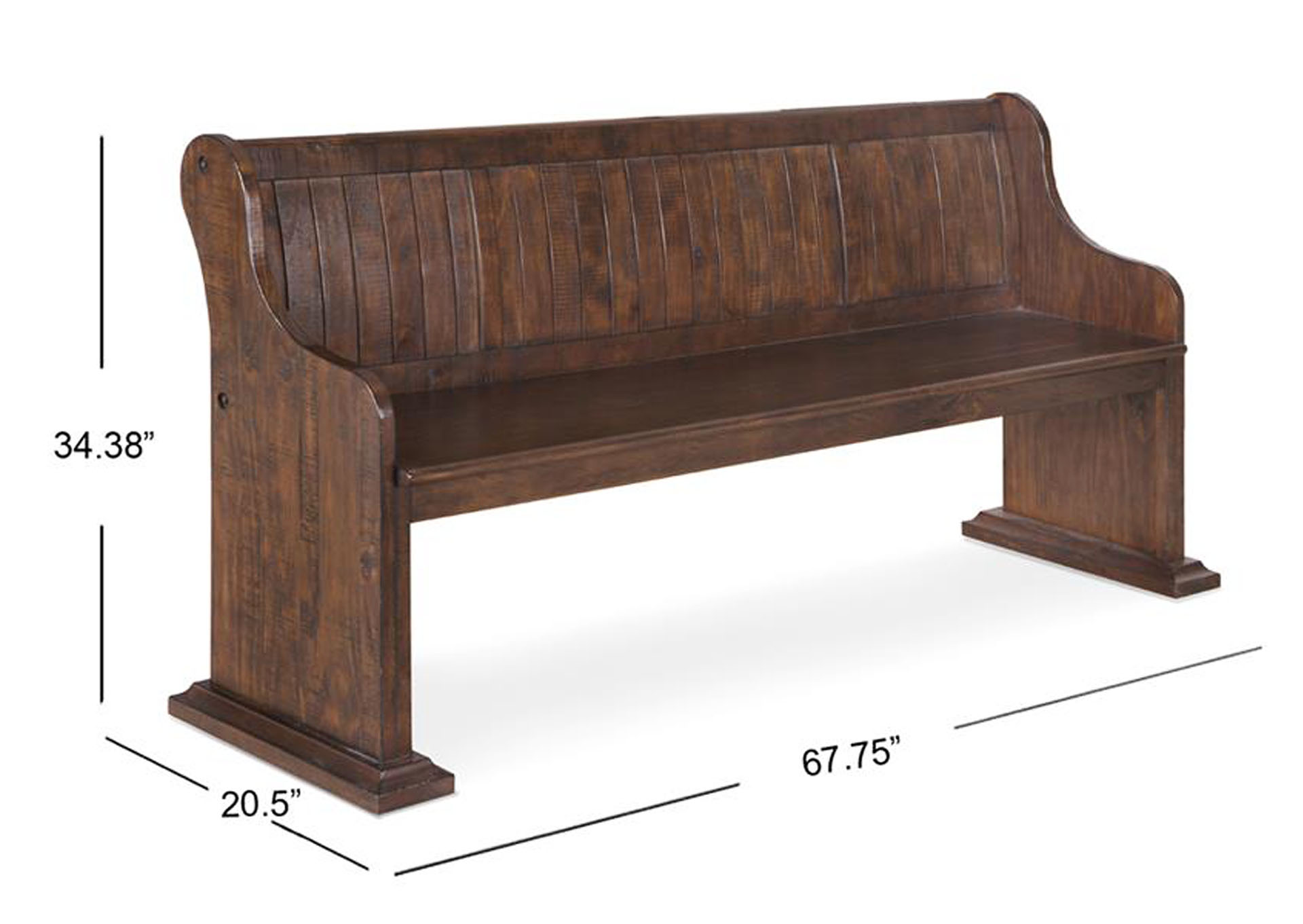 St. Claire Rustic Pine Bench w/Back,Magnussen