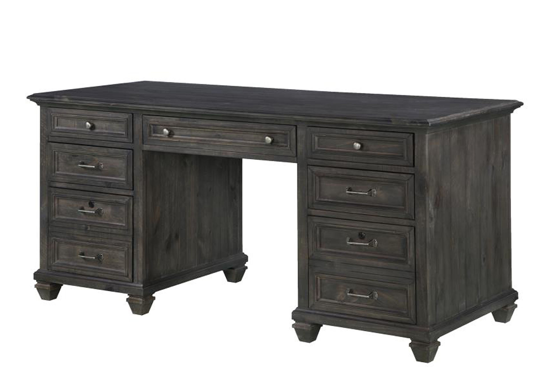 Sutton Place Weathered Charcoal Executive Desk,Magnussen