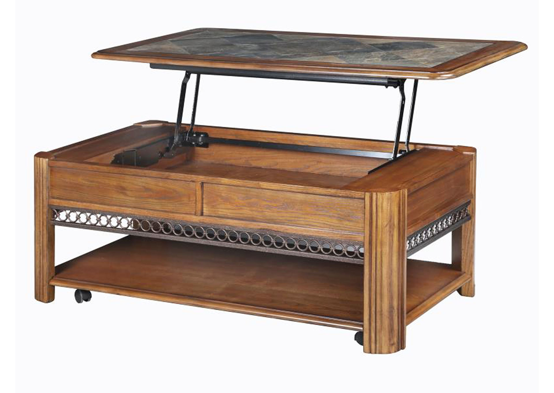 Madison Warm Nutmeg Rectangular Lift Top Cocktail Table w/Casters,Magnussen