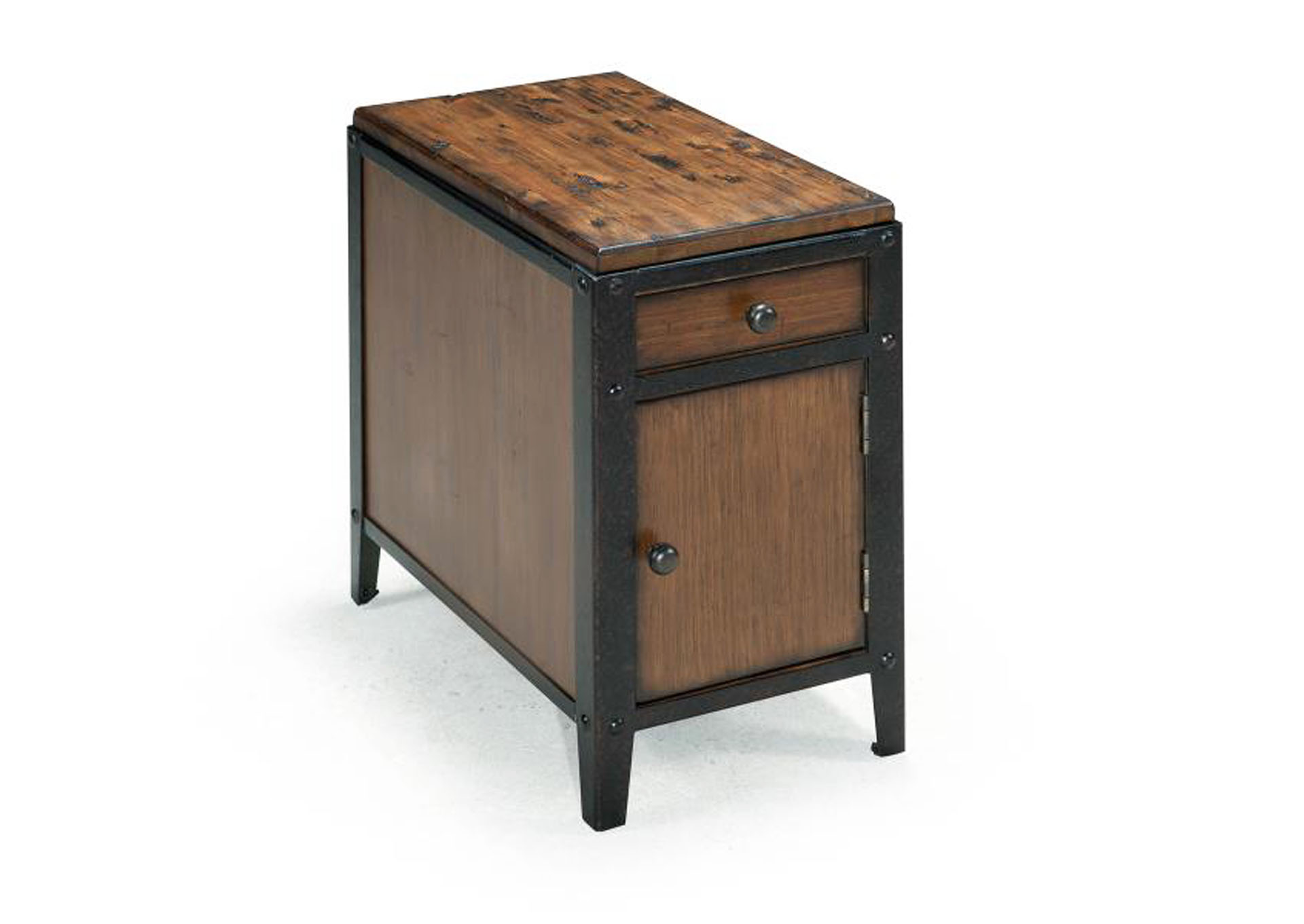 Pinebrook Distressed Natural Pine Chairside Door End Table,Magnussen