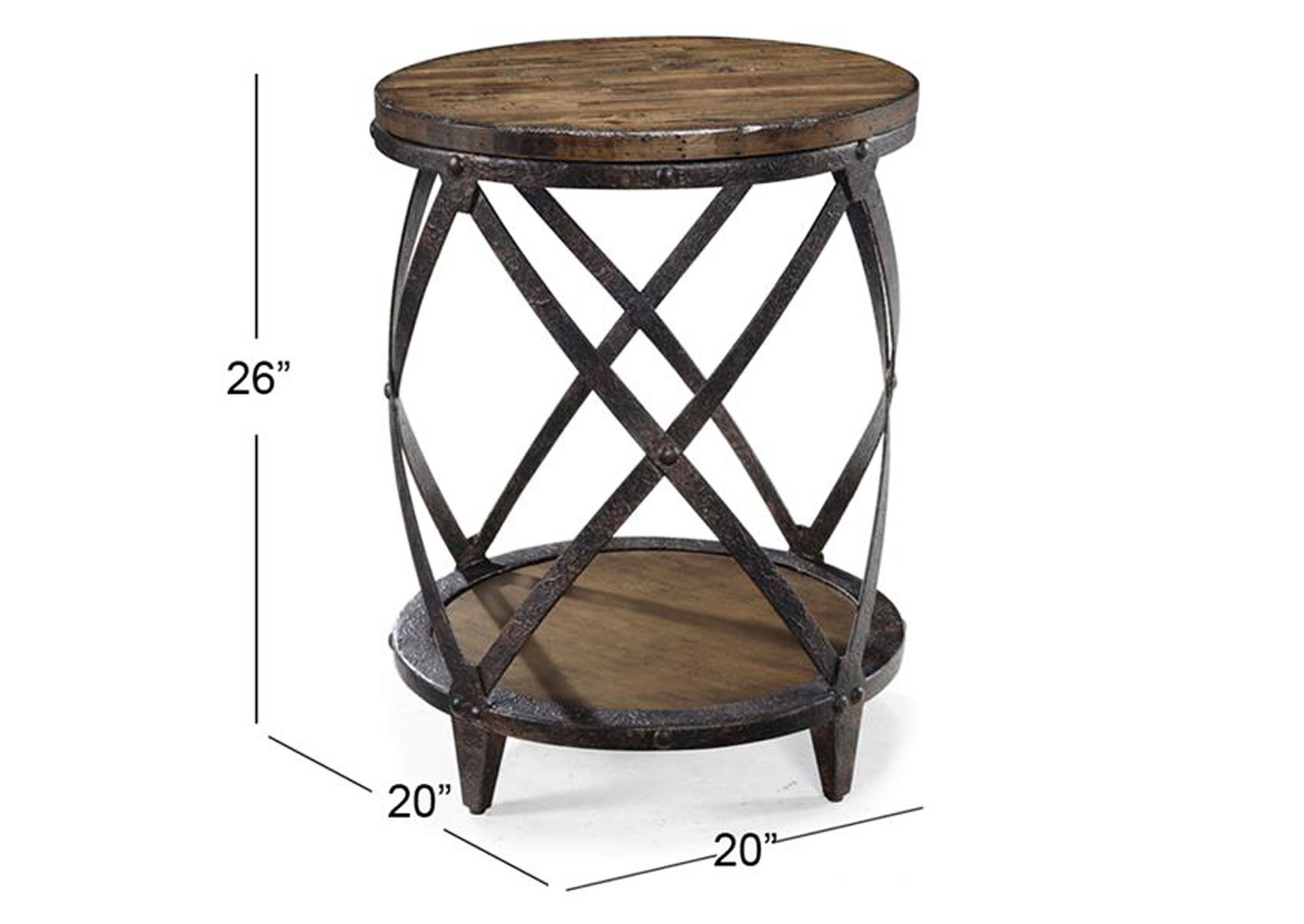 Pinebrook Distressed Natural Pine Round Accent Table,Magnussen