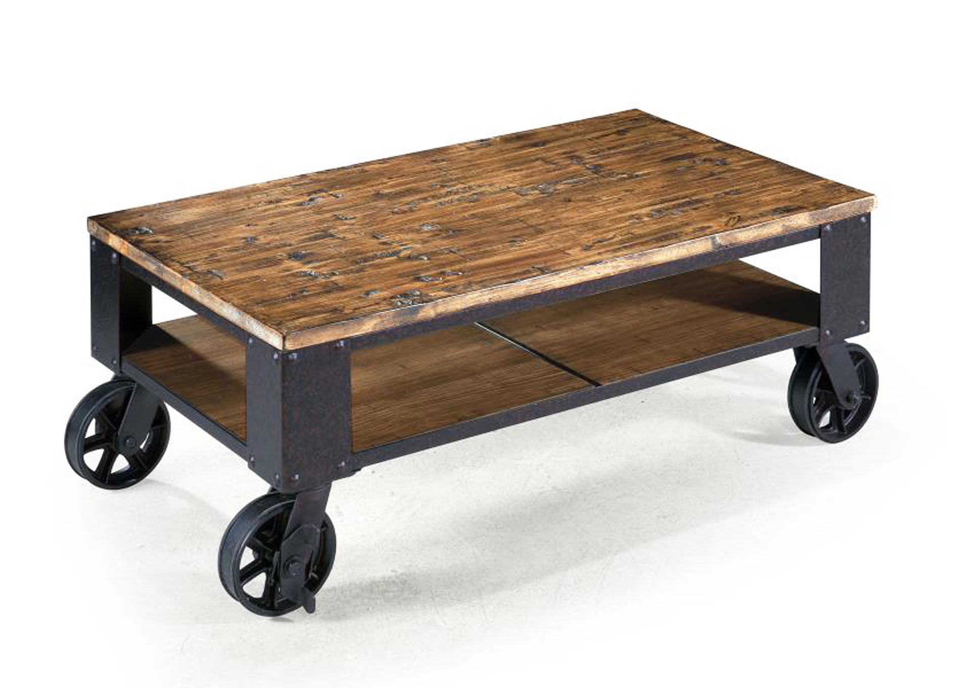 Pinebrook Distressed Natural Pine Rectangular Starter Cocktail Table,Magnussen