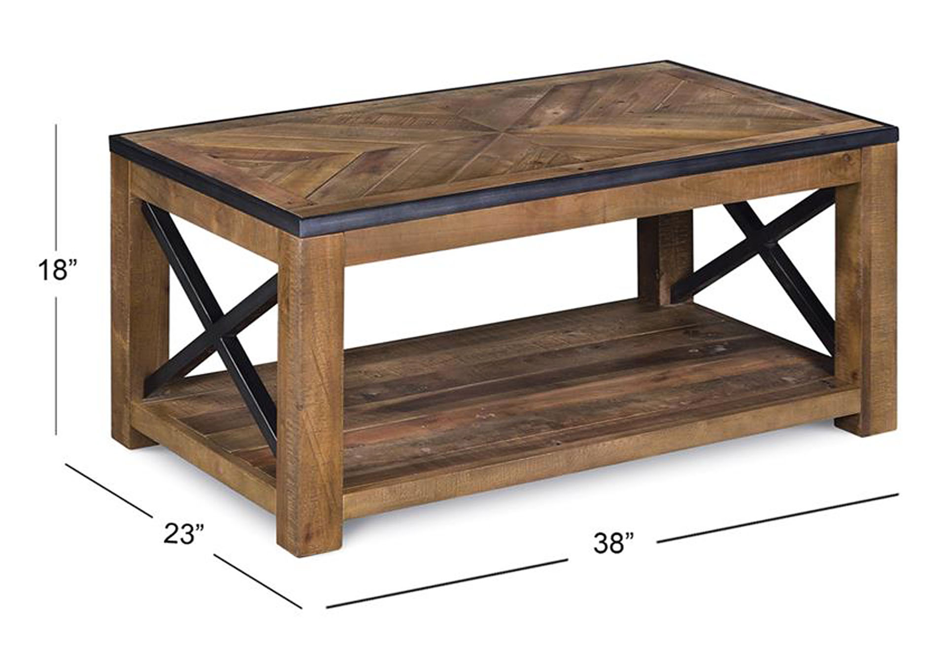 Penderton Natural Sienna Small Rectangular Cocktail Table (w/Casters),Magnussen