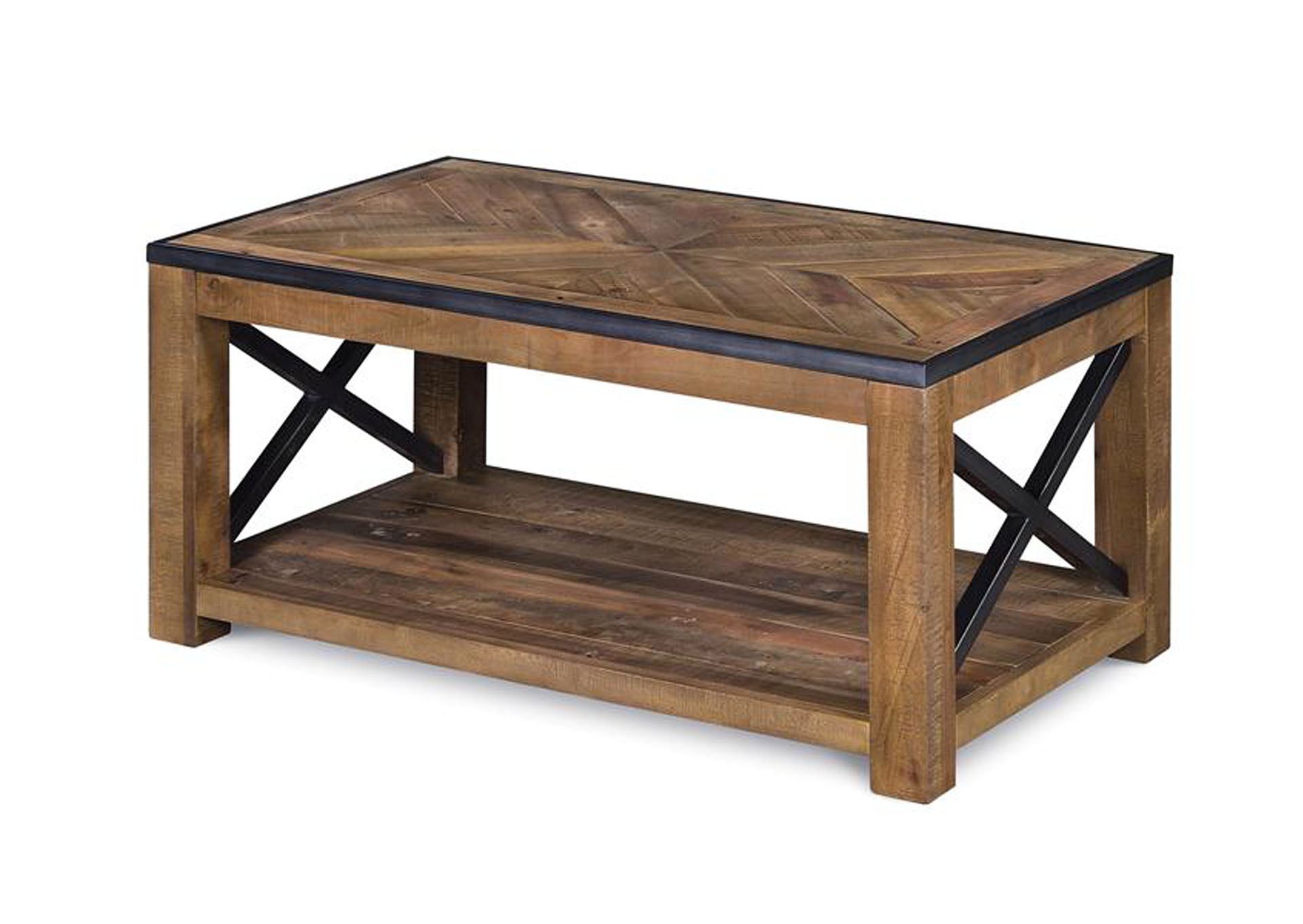 Penderton Natural Sienna Small Rectangular Cocktail Table (w/Casters),Magnussen