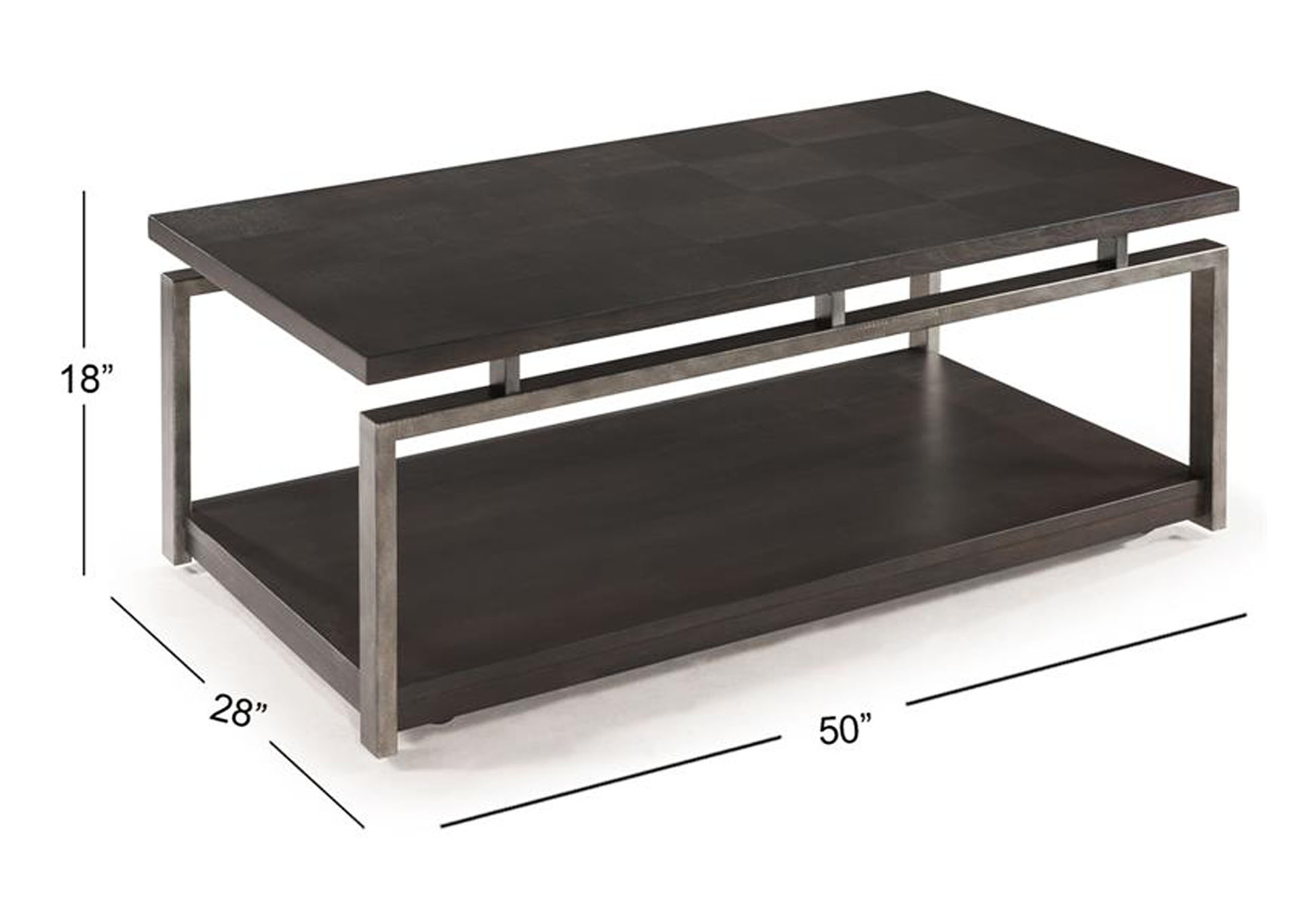 Alton Platinum Charcoal Rectangular Cocktail Table (w/Casters),Magnussen