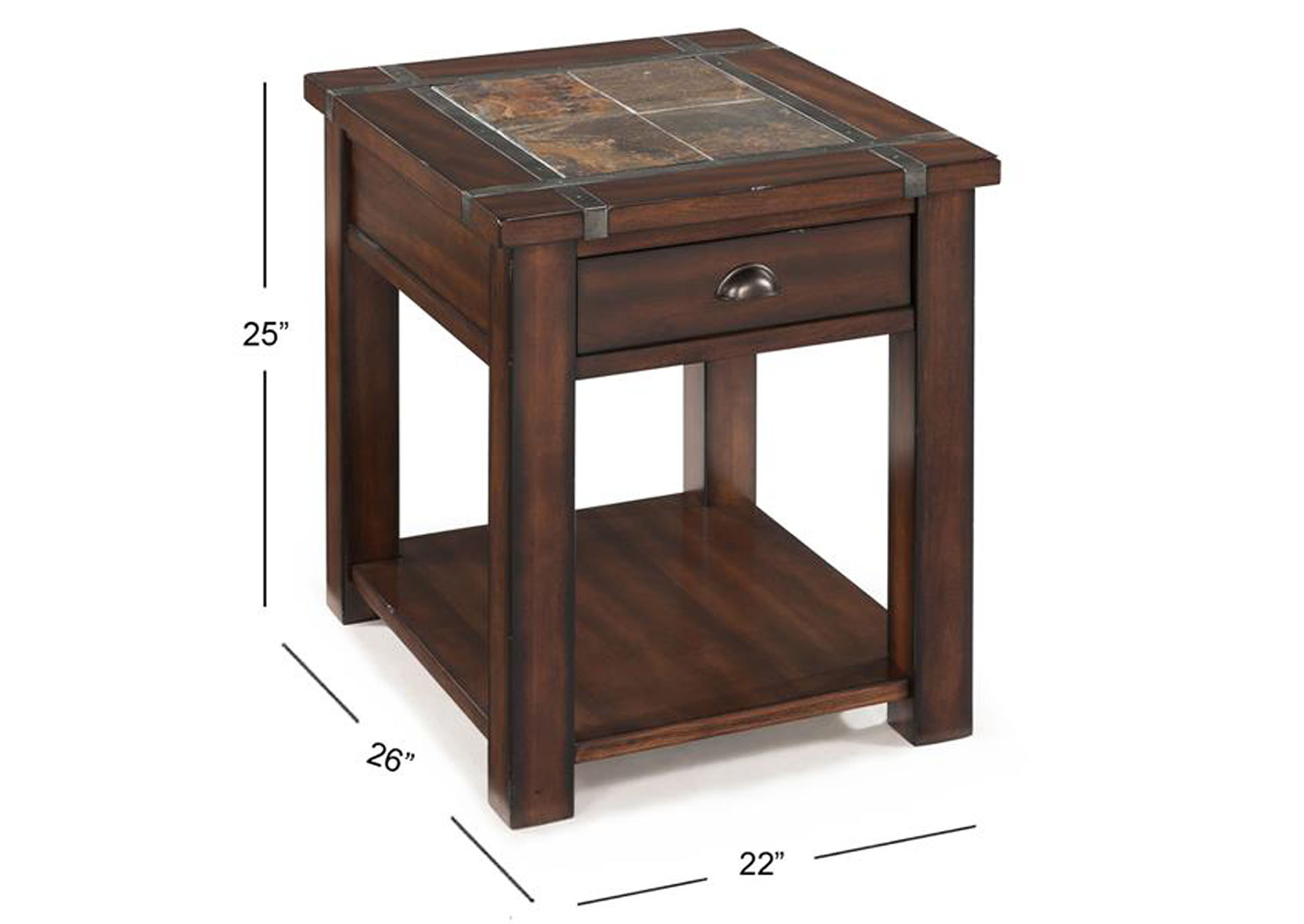 Roanoke Cherry & Slate Rectangular End Table,Magnussen