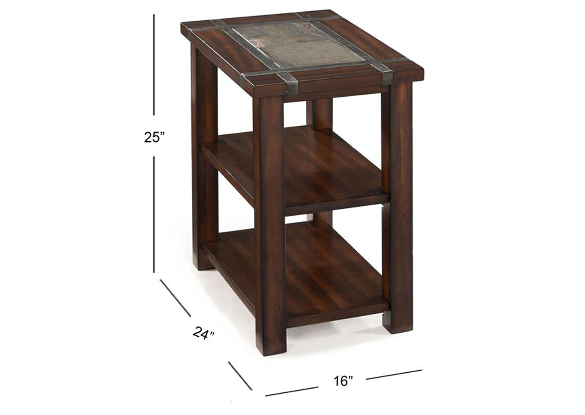 Roanoke Cherry & Slate Rectangular Chairside End Table,Magnussen