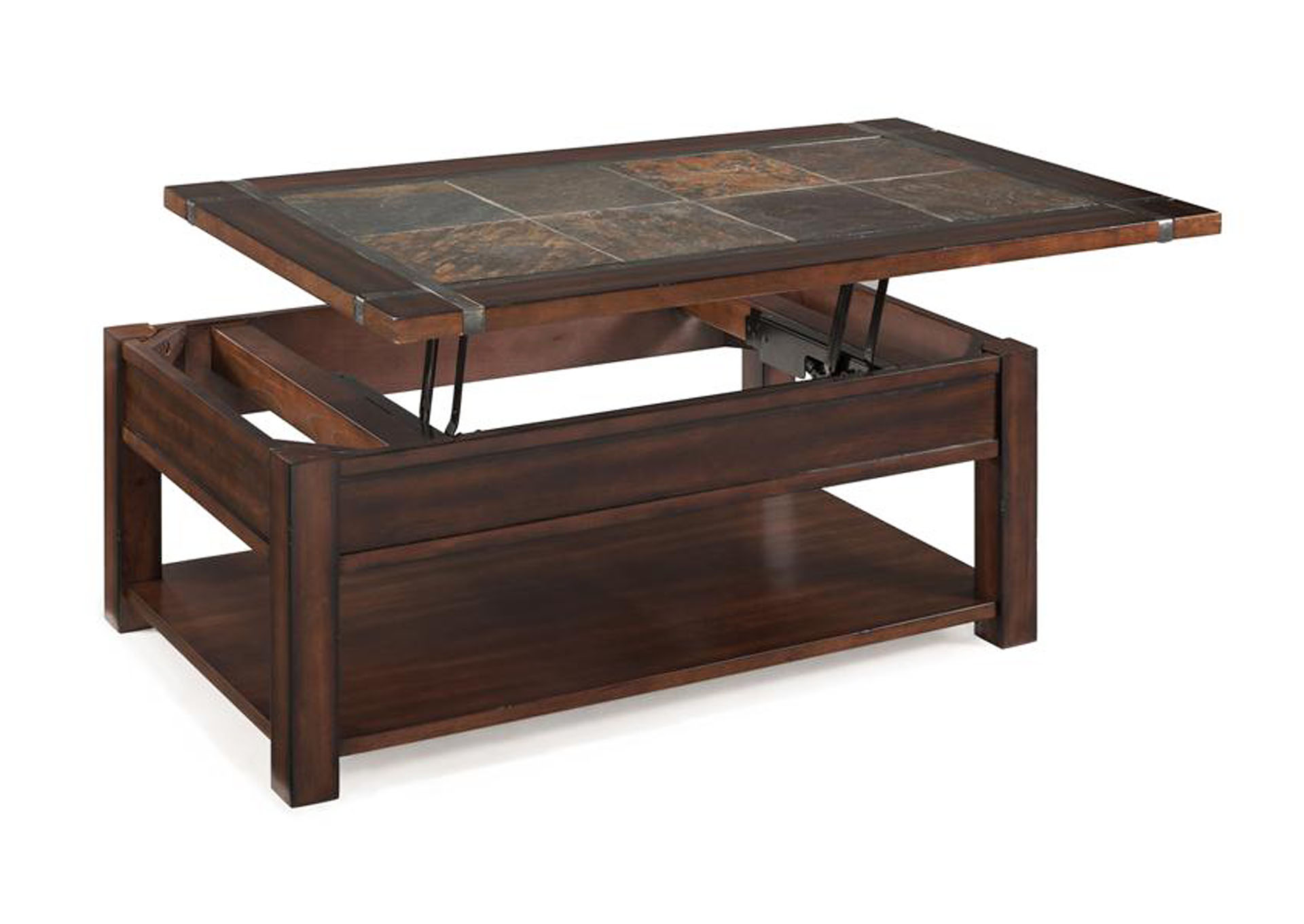Roanoke Cherry & Slate Rectangular Lift Top Cocktail Table (w/Casters),Magnussen