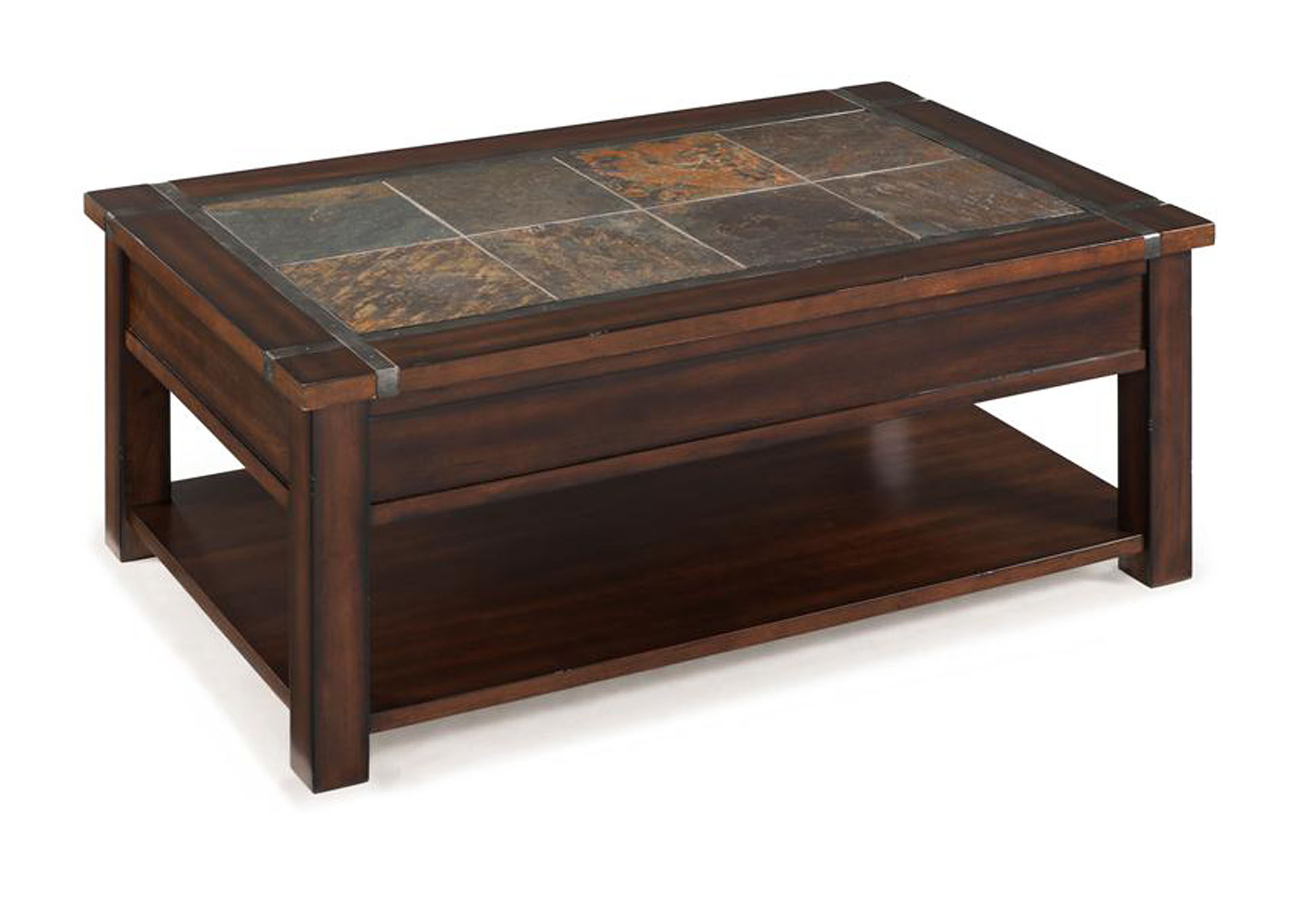 Roanoke Cherry & Slate Rectangular Lift Top Cocktail Table (w/Casters),Magnussen