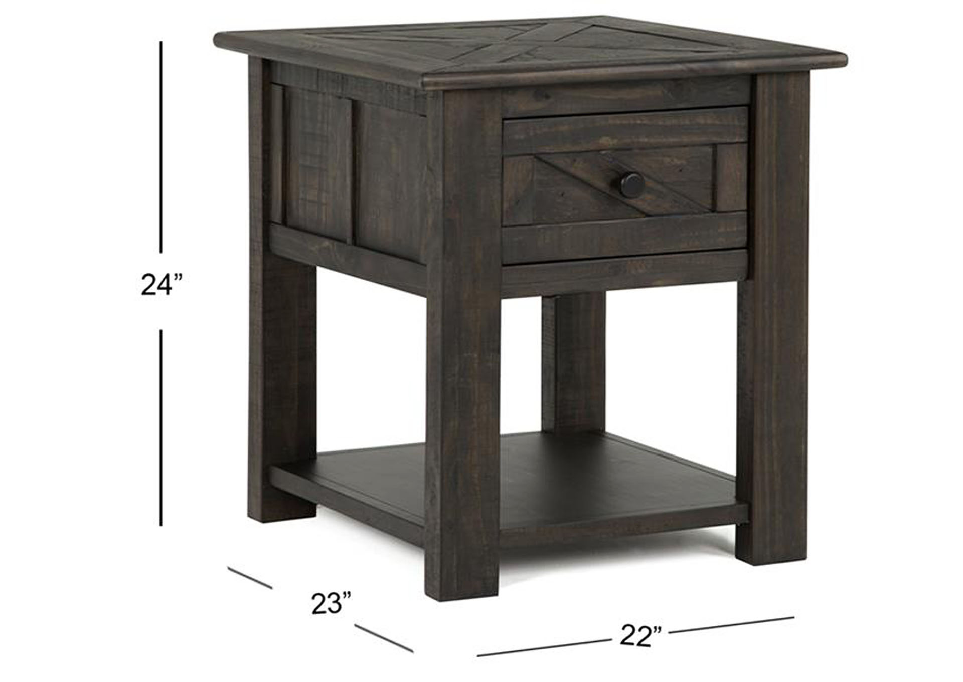 Garrett Weathered Charcoal Rectangular End Table,Magnussen