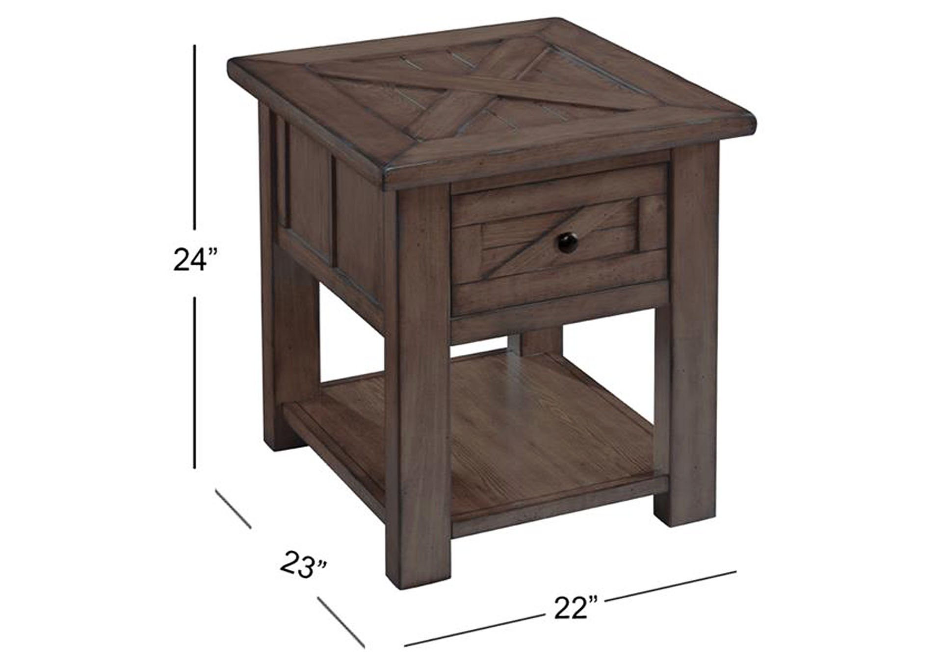 Fraser Rustic pine Rectangular End Table,Magnussen