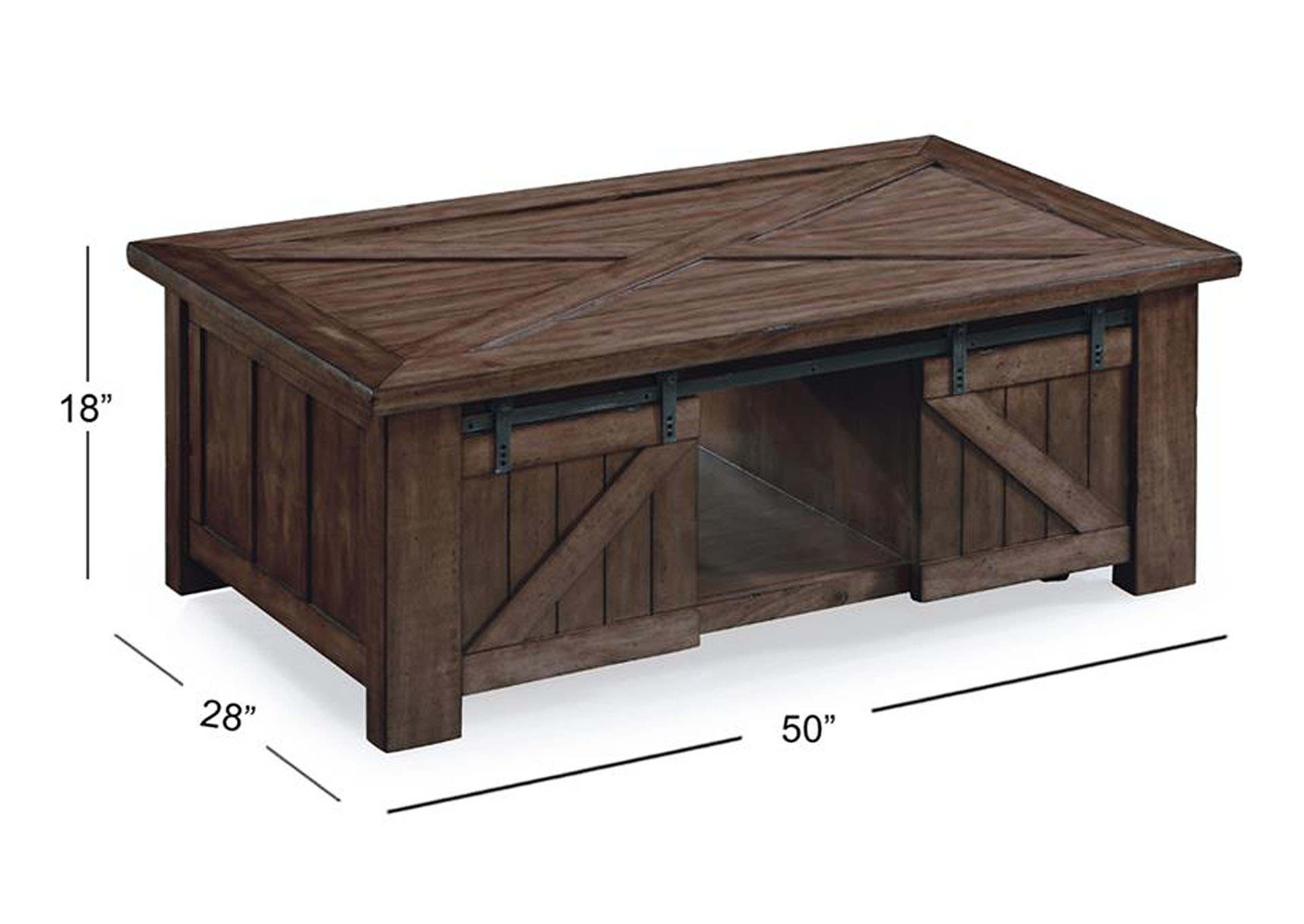 Fraser Rustic pine Rectangular Lift Top Cocktail Table w/Casters,Magnussen