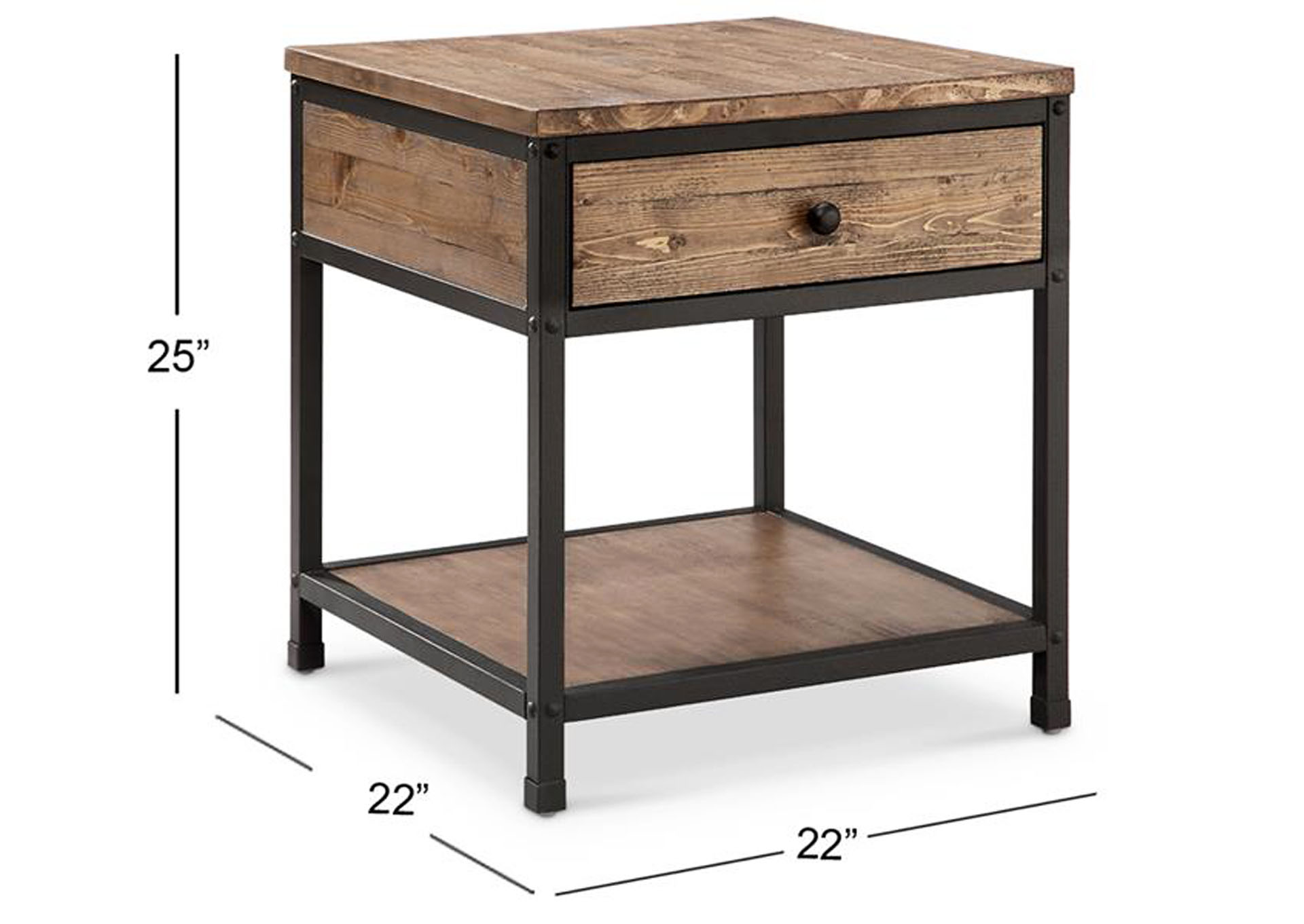 Maguire Pine & Black Square End Table,Magnussen