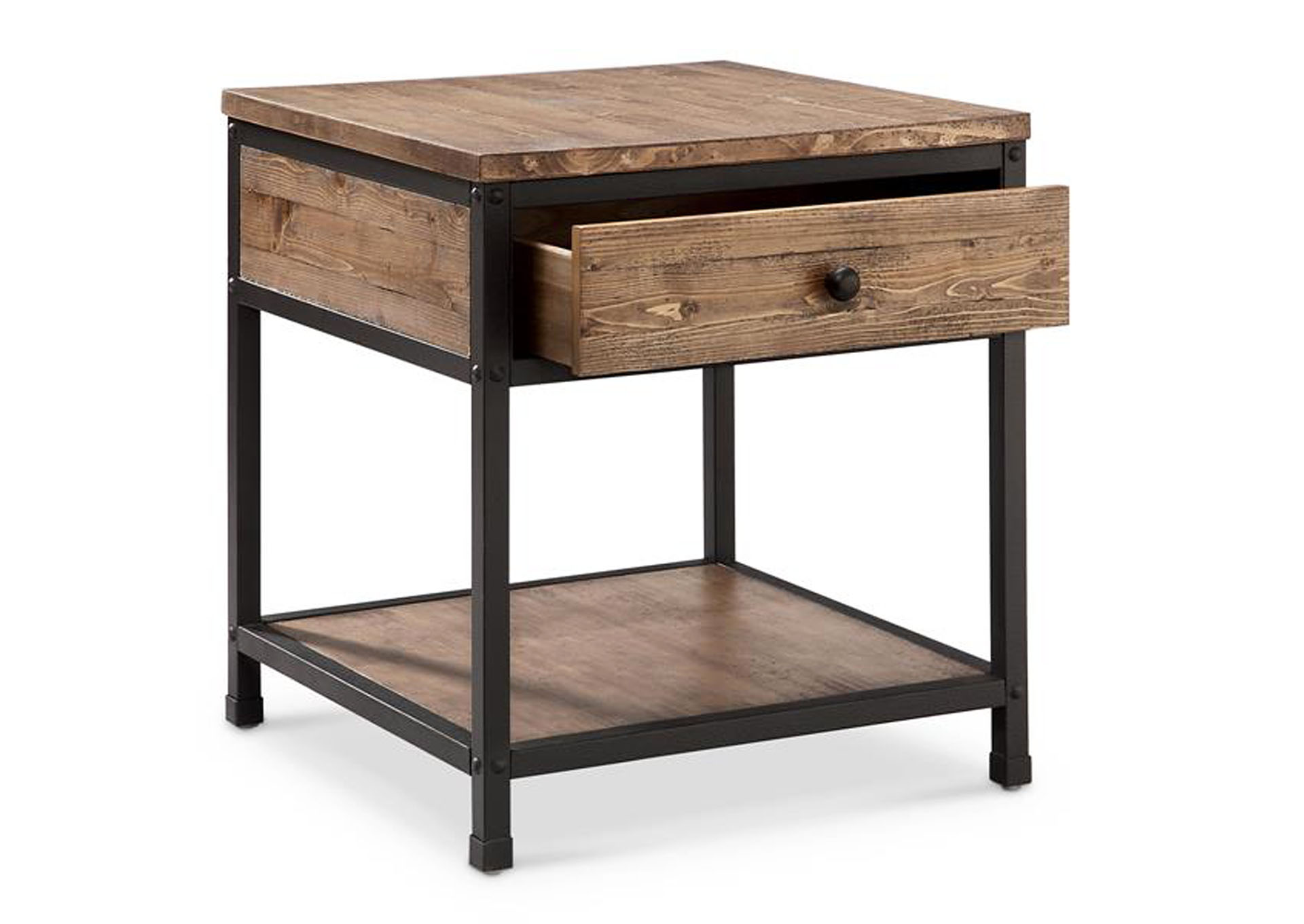 Maguire Pine & Black Square End Table,Magnussen