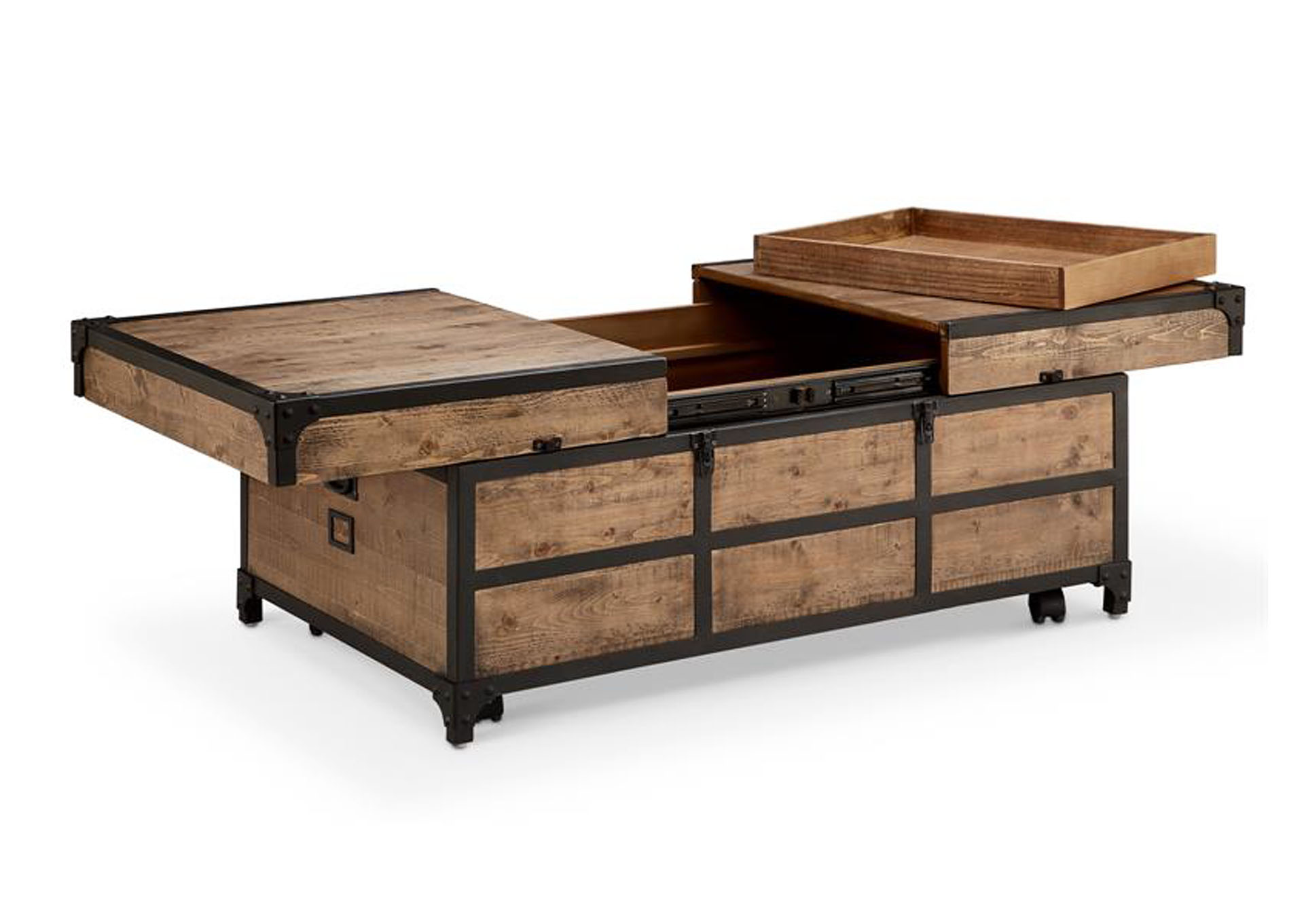 Maguire Pine & Black Rectangular Expandable Cocktail Table,Magnussen