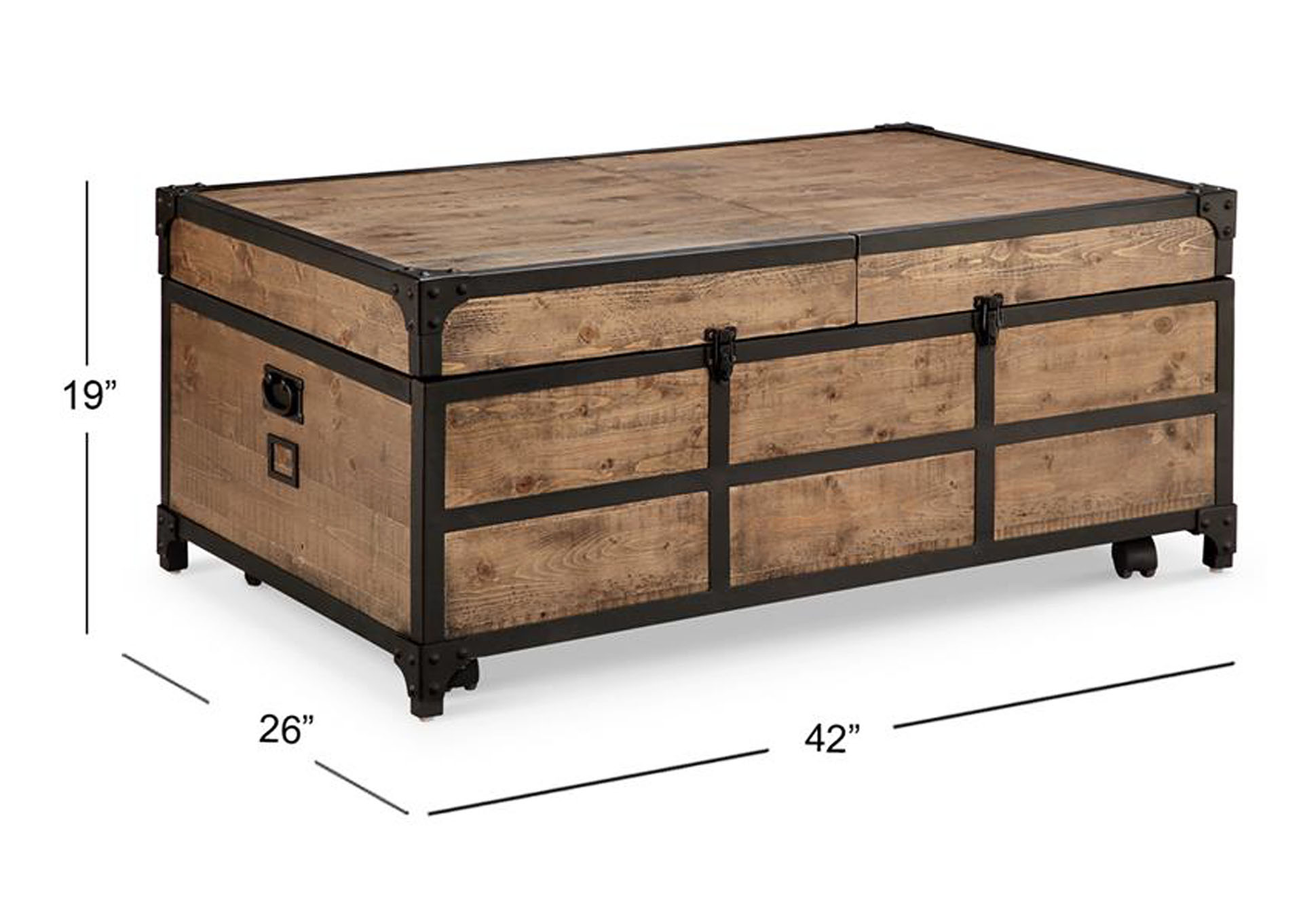 Maguire Pine & Black Rectangular Expandable Cocktail Table,Magnussen