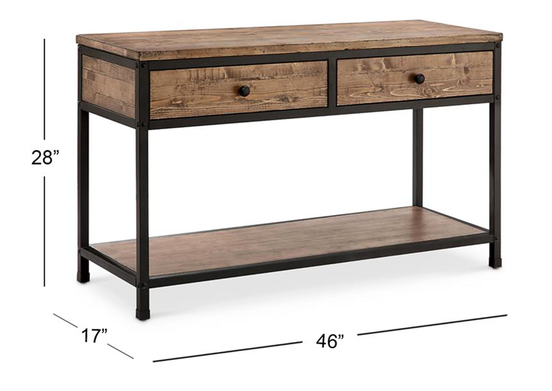Maguire Pine & Black Rectangular Sofa Table,Magnussen