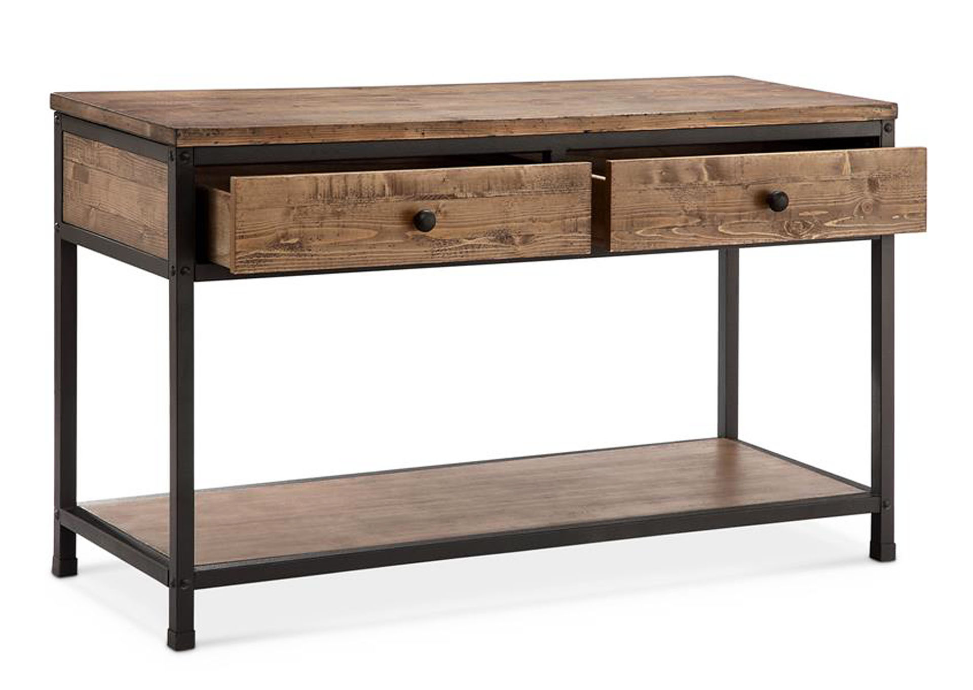 Maguire Pine & Black Rectangular Sofa Table,Magnussen