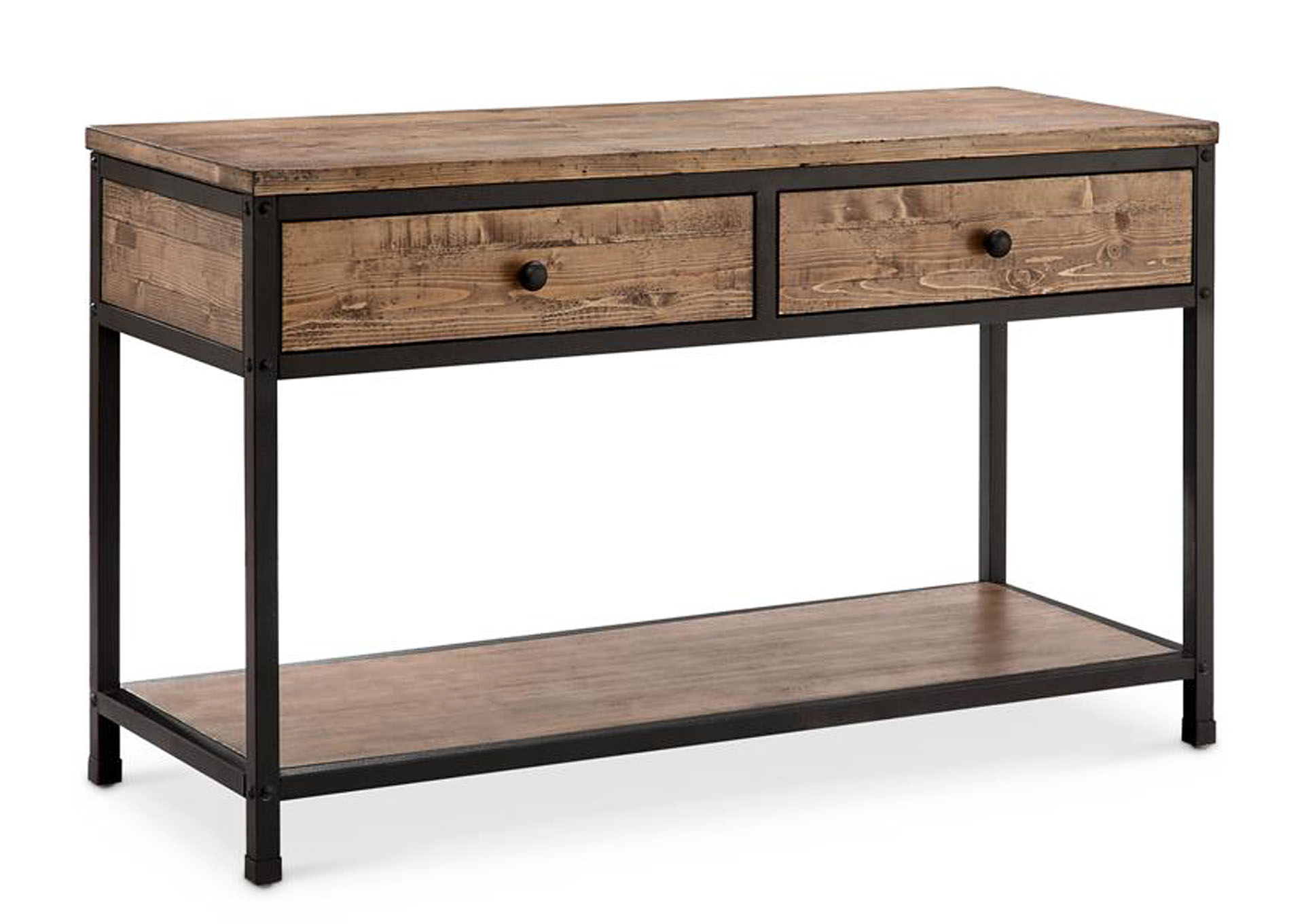 Maguire Pine & Black Rectangular Sofa Table,Magnussen