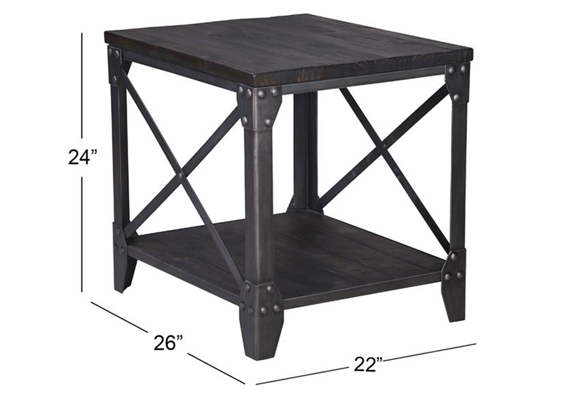 Milford Weathered Charcoal Rectangular End Table,Magnussen