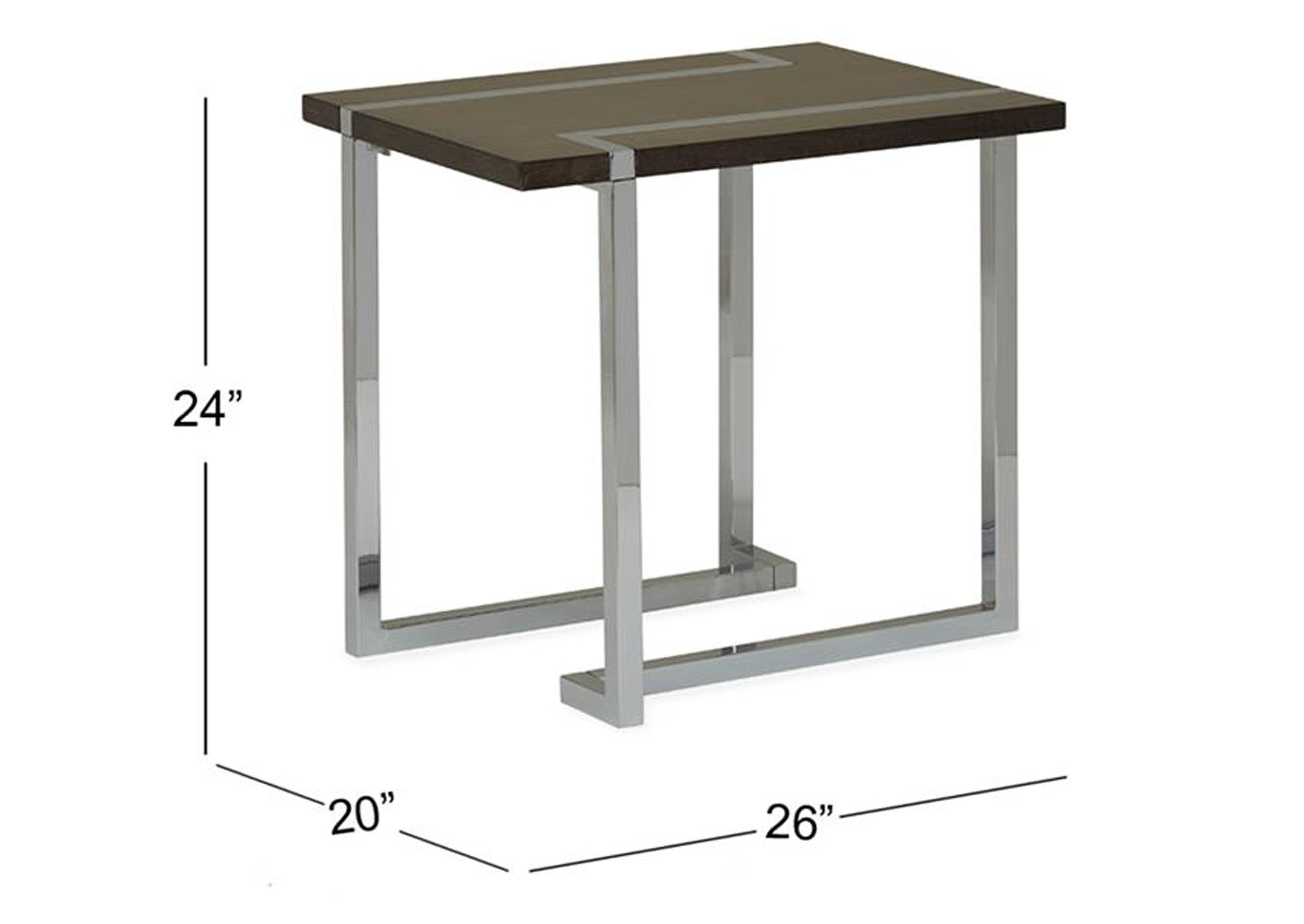 Kieran Brown & Chrome Rectangular End Table,Magnussen