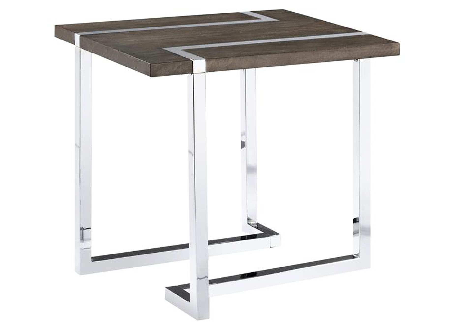 Kieran Brown & Chrome Rectangular End Table,Magnussen