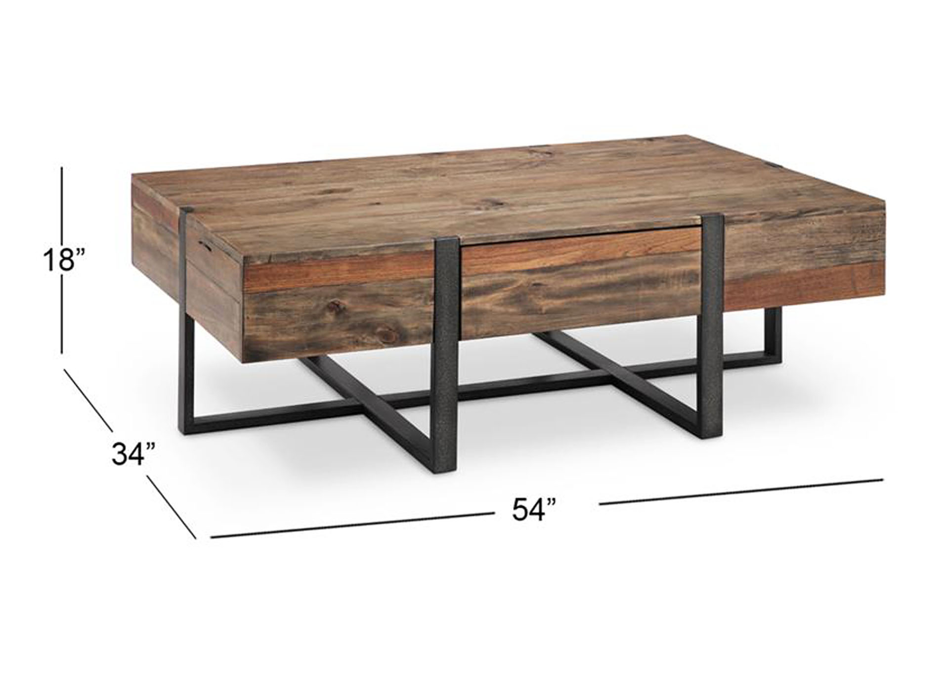 Prescott Rustic Honey Rectangular Cocktail Table,Magnussen