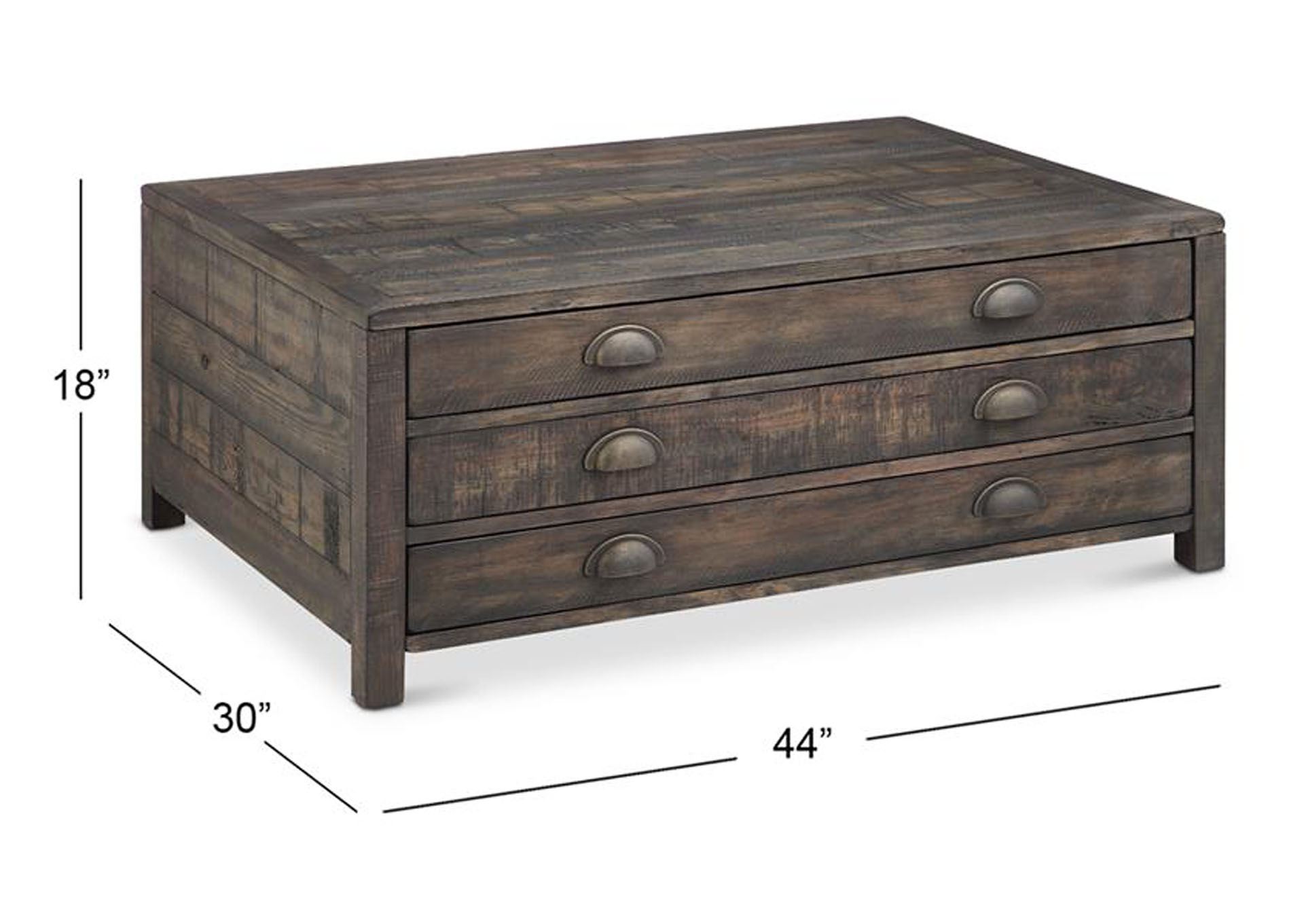 Vernon Weathered Bourbon Rectangular Cocktail Table (w/Casters),Magnussen