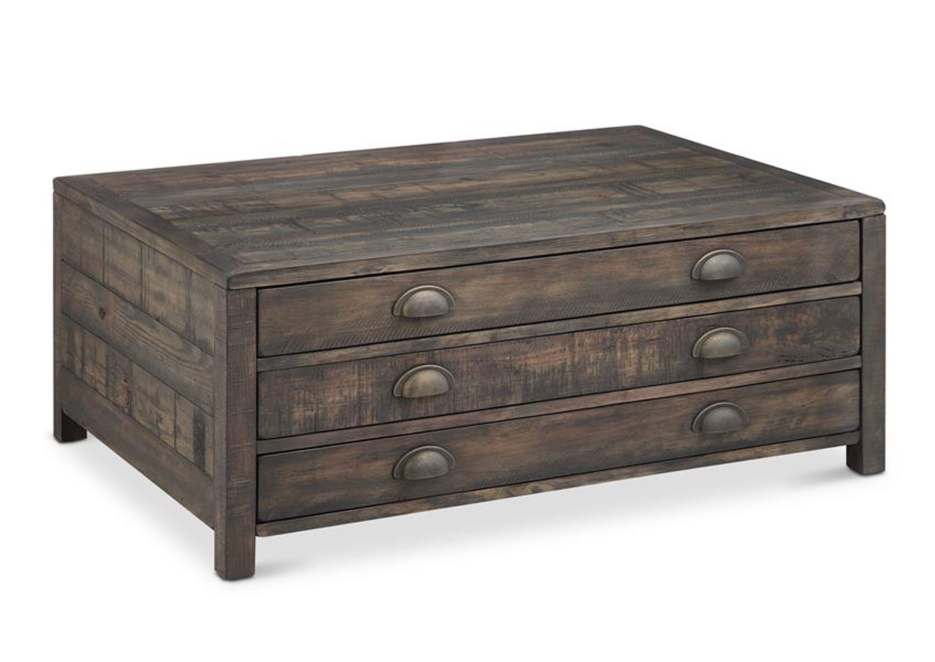 Vernon Weathered Bourbon Rectangular Cocktail Table (w/Casters),Magnussen