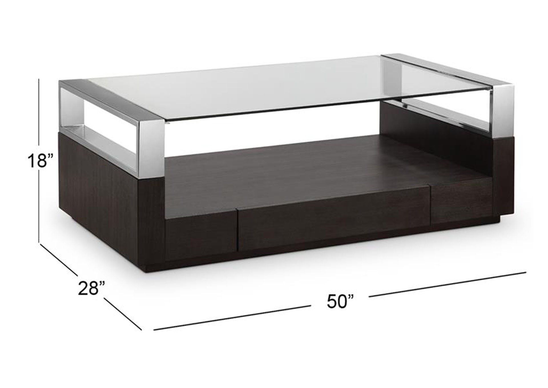 Revere Graphite Rectangular Cocktail Table w/Casters,Magnussen