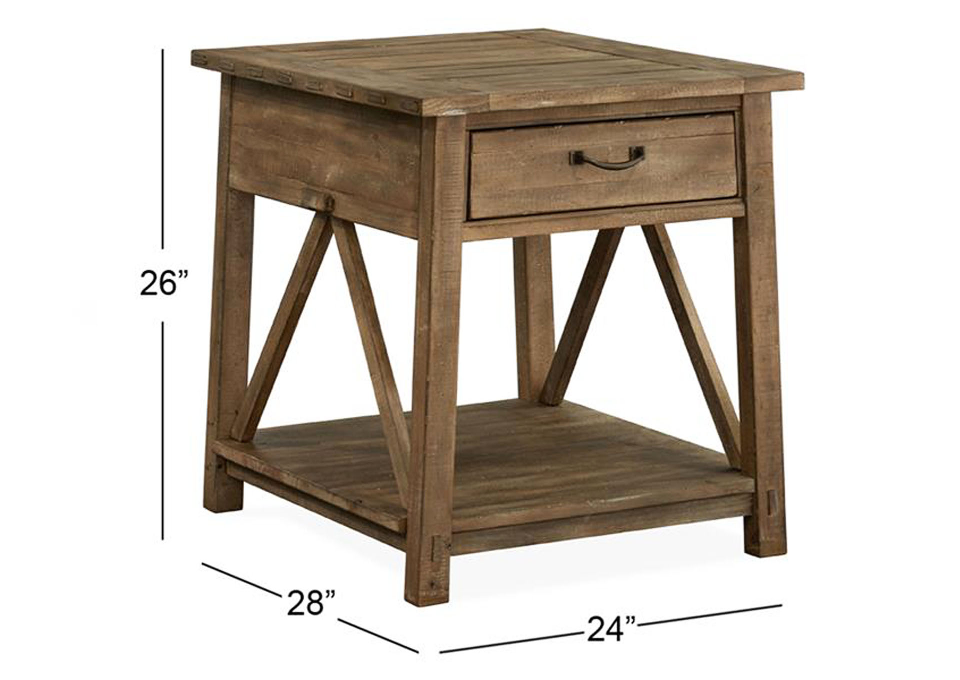 Bluff Heights Weathered Nutmeg Rectangular End Table,Magnussen