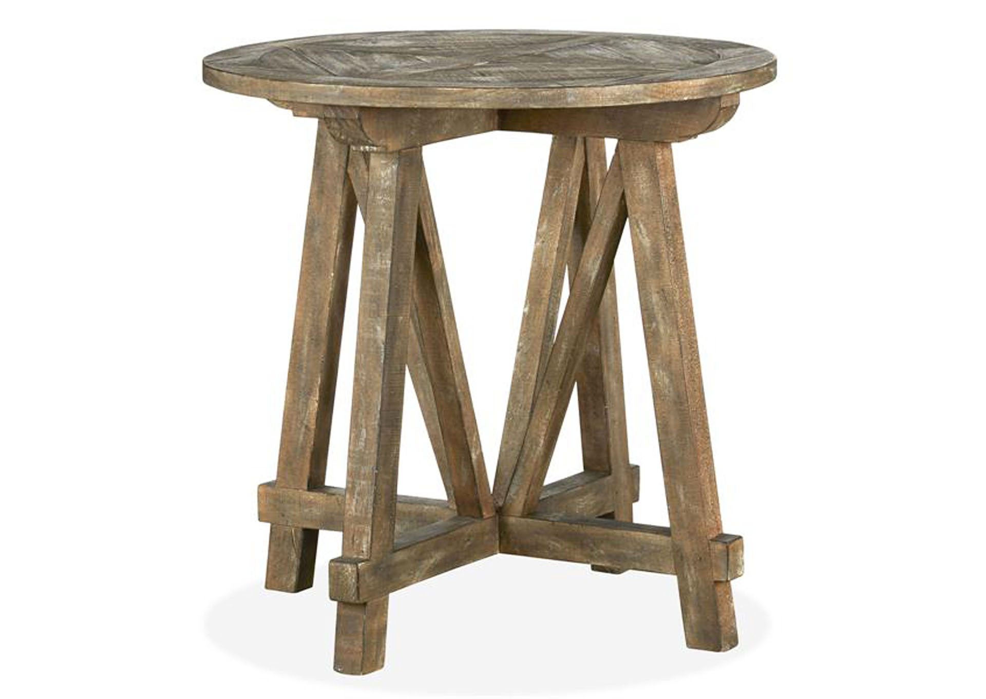 Bluff Heights Weathered Nutmeg Round Accent Table,Magnussen
